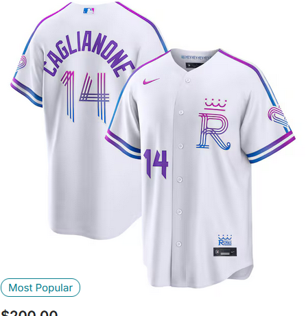 Men Kansas City Royals #14 Caglianone white Nike MLB 2026 City Connect Jersey